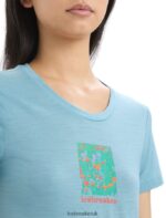 Icebreaker Women Merino Tech Lite II Short Sleeve T-Shirt Wildflower Bloom Z04NXR645 Clothing Astral Blue - Image 4