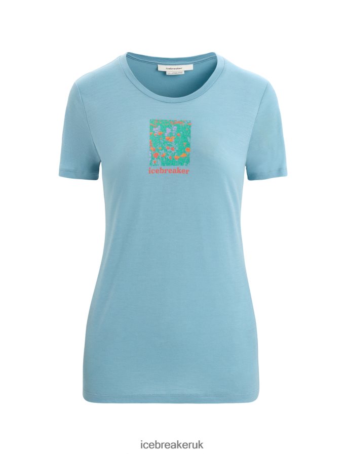 Icebreaker Women Merino Tech Lite II Short Sleeve T-Shirt Wildflower Bloom Z04NXR645 Clothing Astral Blue - Image 5