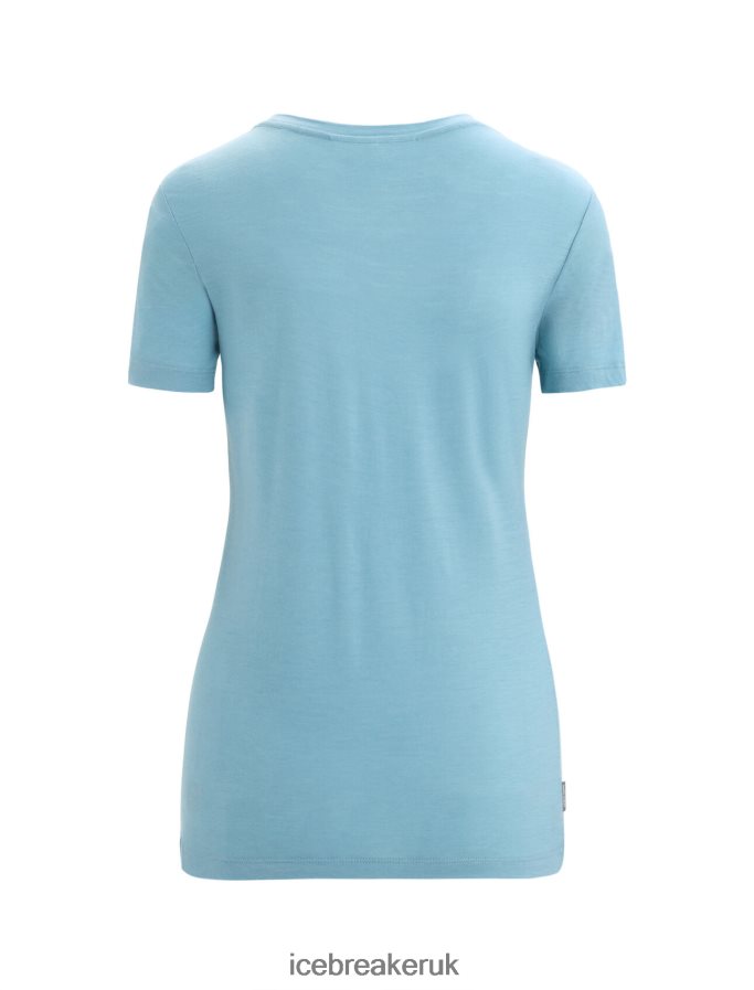 Icebreaker Women Merino Tech Lite II Short Sleeve T-Shirt Wildflower Bloom Z04NXR645 Clothing Astral Blue - Image 6