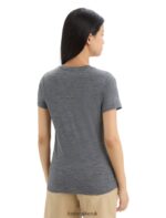 Icebreaker Women Merino Tech Lite II Short Sleeve T-Shirt Wildflower Bloom Z04NXR646 Clothing Gritstone Heather - Image 2