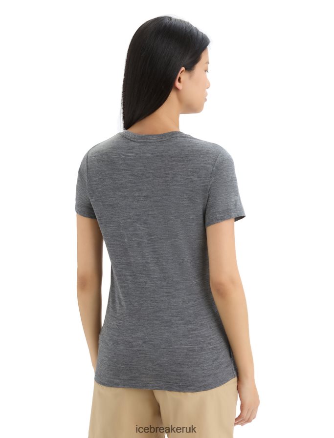 Icebreaker Women Merino Tech Lite II Short Sleeve T-Shirt Wildflower Bloom Z04NXR646 Clothing Gritstone Heather - Image 2
