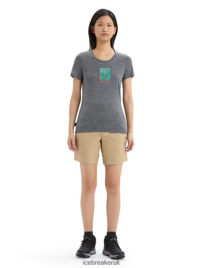 Icebreaker Women Merino Tech Lite II Short Sleeve T-Shirt Wildflower Bloom Z04NXR646 Clothing Gritstone Heather - Image 3