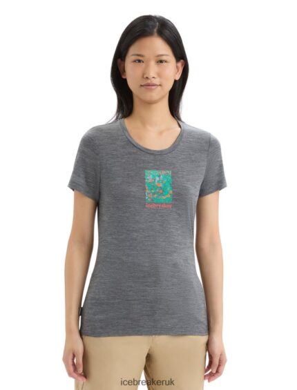 Icebreaker Women Merino Tech Lite II Short Sleeve T-Shirt Wildflower Bloom Z04NXR646 Clothing Gritstone Heather