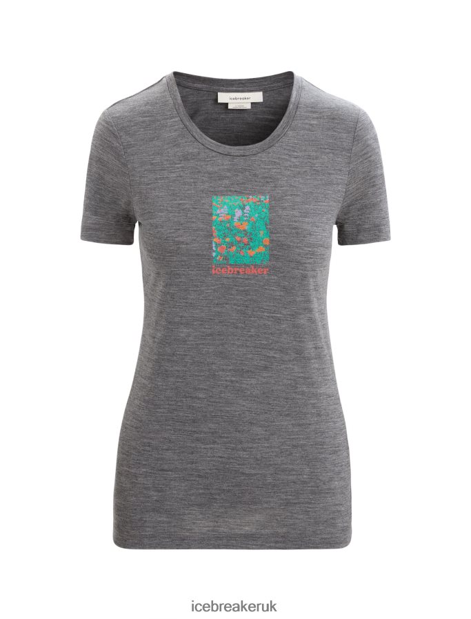Icebreaker Women Merino Tech Lite II Short Sleeve T-Shirt Wildflower Bloom Z04NXR646 Clothing Gritstone Heather - Image 6