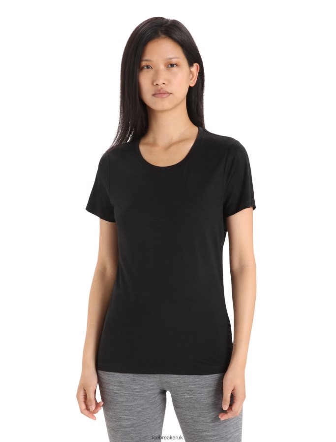 Icebreaker Women Merino Tech Lite II Short Sleeve T-Shirt Z04NXR599 Clothing Black - Image 1