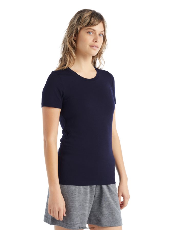 Icebreaker Women Merino Tech Lite II Short Sleeve T-Shirt Z04NXR602 Clothing Midnight Navy - Image 1