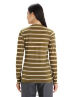 Icebreaker Women Merino Wave Long Sleeve Stripe T-Shirt Z04NXR694 Clothing Algae/Chalk - Image 2