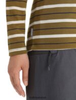 Icebreaker Women Merino Wave Long Sleeve Stripe T-Shirt Z04NXR694 Clothing Algae/Chalk - Image 5