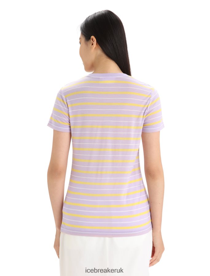 Icebreaker Women Merino Wave Short Sleeve Stripe T-Shirt Z04NXR638 Clothing Purple Gaze/Summer - Image 2