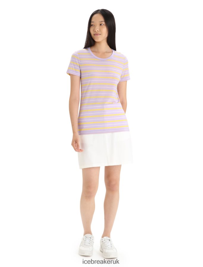 Icebreaker Women Merino Wave Short Sleeve Stripe T-Shirt Z04NXR638 Clothing Purple Gaze/Summer - Image 3