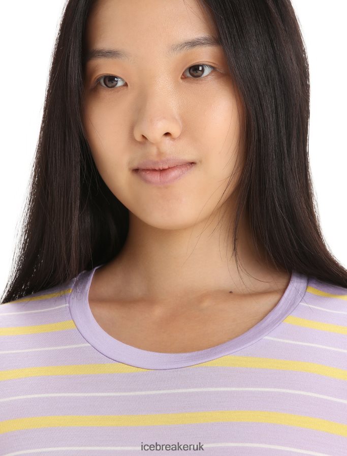 Icebreaker Women Merino Wave Short Sleeve Stripe T-Shirt Z04NXR638 Clothing Purple Gaze/Summer - Image 4