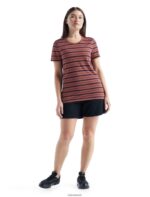 Icebreaker Women Merino Wave Short Sleeve Stripe T-Shirt Z04NXR922 Clothing Grape/Midnight Navy - Image 3