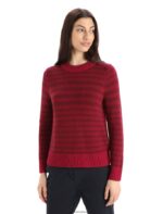 Icebreaker Women Merino Waypoint Crewe Sweater Z04NXR822 Clothing Cherry/Espresso