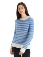 Icebreaker Women Merino Waypoint Crewe Sweater Z04NXR824 Clothing Ecru Heather/Lazurite