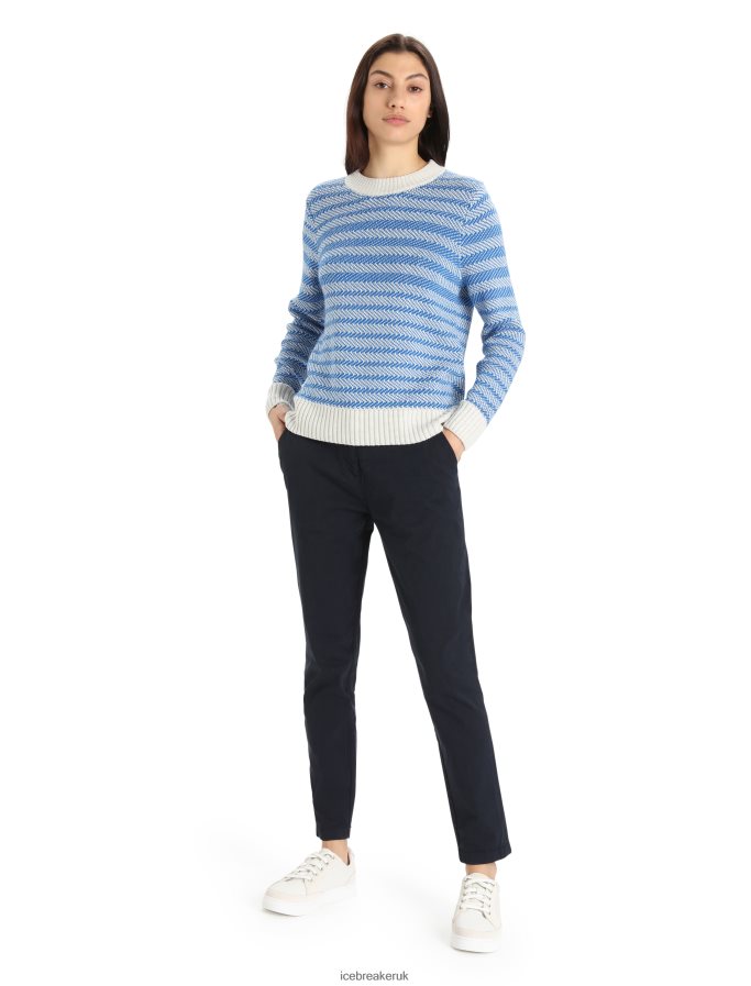 Icebreaker Women Merino Waypoint Crewe Sweater Z04NXR824 Clothing Ecru Heather/Lazurite - Image 3