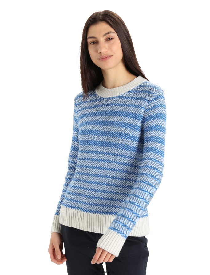 icebreaker_women_merino_waypoint_crewe_sweater_z04nxr824_clothing_ecru_heather_lazurite.jpg Icebreaker Women Merino Waypoint Crewe Sweater Z04NXR824 Clothing Ecru Heather/Lazurite - Image 1
