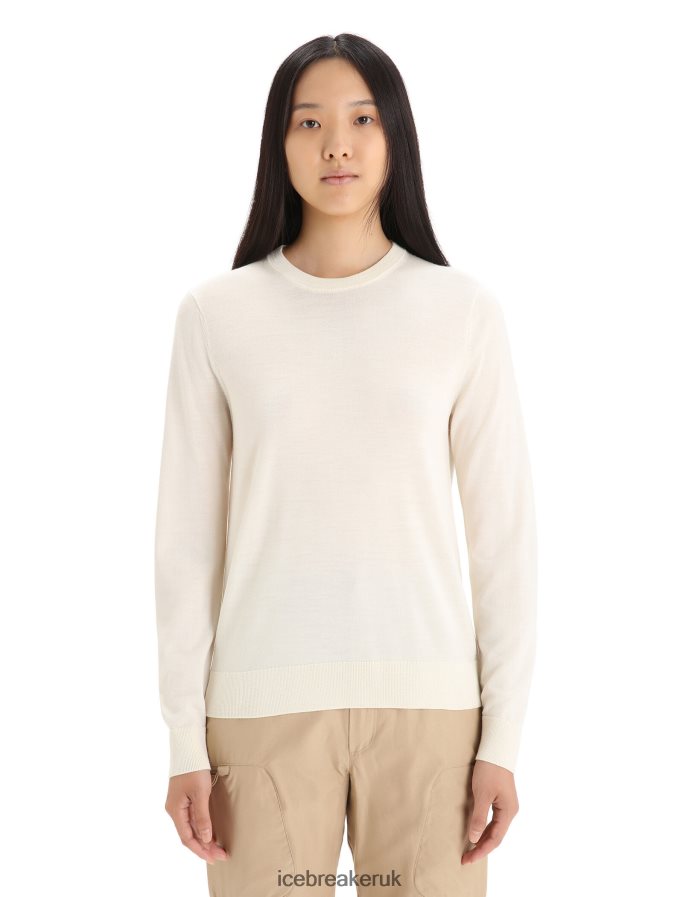 icebreaker_women_merino_wilcox_long_sleeve_sweater_z04nxr720_clothing_chalk.jpg Icebreaker Women Merino Wilcox Long Sleeve Sweater Z04NXR720 Clothing Chalk - Image 1