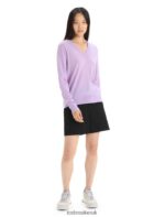 Icebreaker Women Merino Wilcox Long Sleeve V Neck Sweater Z04NXR723 Clothing Purple Gaze - Image 3