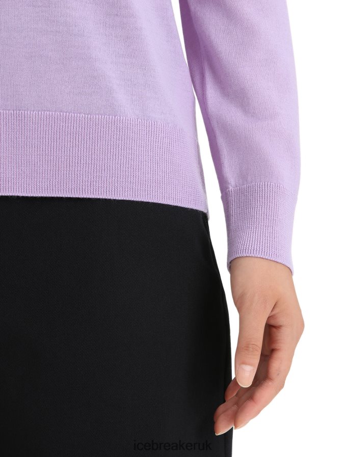 Icebreaker Women Merino Wilcox Long Sleeve V Neck Sweater Z04NXR723 Clothing Purple Gaze - Image 5