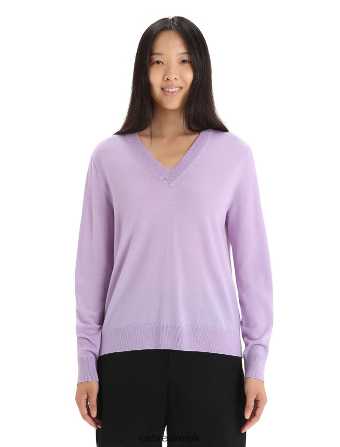 icebreaker_women_merino_wilcox_long_sleeve_v_neck_sweater_z04nxr723_clothing_purple_gaze.jpg Icebreaker Women Merino Wilcox Long Sleeve V Neck Sweater Z04NXR723 Clothing Purple Gaze - Image 1