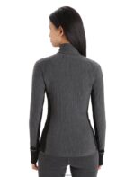 Icebreaker Women RealFleece Merino Descender Long Sleeve Zip Jacket Z04NXR701 Clothing Jet Heather/Black - Image 2