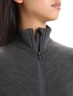 Icebreaker Women RealFleece Merino Descender Long Sleeve Zip Jacket Z04NXR701 Clothing Jet Heather/Black - Image 4