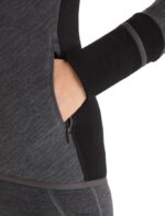 Icebreaker Women RealFleece Merino Descender Long Sleeve Zip Jacket Z04NXR701 Clothing Jet Heather/Black - Image 6
