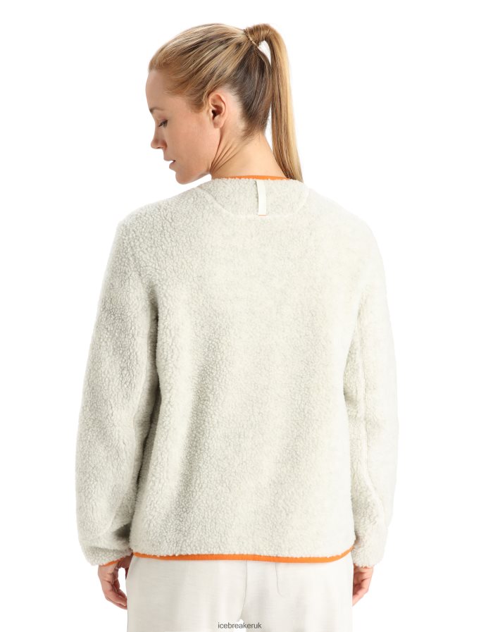 Icebreaker Women RealFleece Merino High Pile Long Sleeve Zip Cardigan Z04NXR873 Clothing Ecru Heather/Flash - Image 2