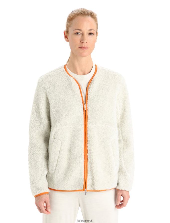 icebreaker_women_realfleece_merino_high_pile_long_sleeve_zip_cardigan_z04nxr873_clothing_ecru_heather_flash.jpg Icebreaker Women RealFleece Merino High Pile Long Sleeve Zip Cardigan Z04NXR873 Clothing Ecru Heather/Flash - Image 1