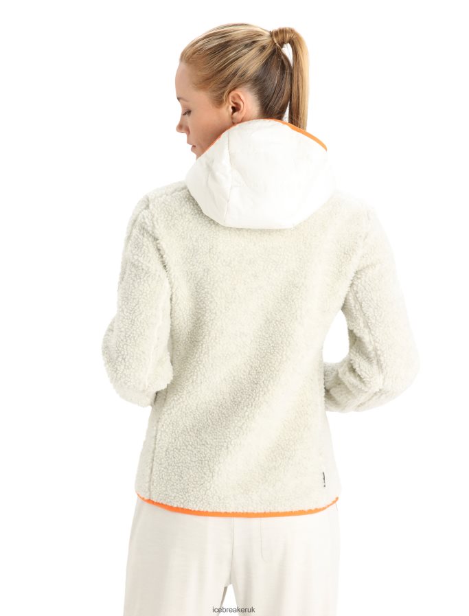 Icebreaker Women RealFleece Merino High Pile Long Sleeve Zip Hood Z04NXR876 Clothing Ecru Heather/Snow - Image 2