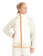 Icebreaker Women RealFleece Merino High Pile Long Sleeve Zip Hood Z04NXR876 Clothing Ecru Heather/Snow