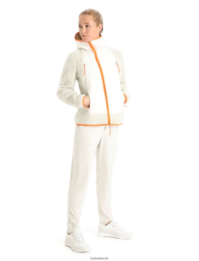 Icebreaker Women RealFleece Merino High Pile Long Sleeve Zip Hood Z04NXR876 Clothing Ecru Heather/Snow - Image 3