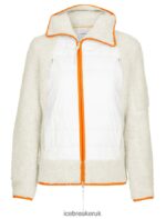 Icebreaker Women RealFleece Merino High Pile Long Sleeve Zip Hood Z04NXR876 Clothing Ecru Heather/Snow - Image 10