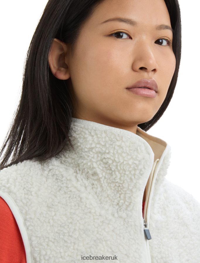 Icebreaker Women RealFleece Merino High Pile Vest Z04NXR677 Clothing Ecru Heather - Image 4