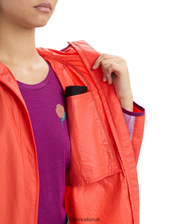 Icebreaker Women Shell+ Merino Cotton Windbreaker Z04NXR680 Clothing Vibrant Earth/Purple Gaze - Image 7