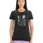 Icebreaker Women Tencel Cotton Short Sleeve T-Shirt Natural Z04NXR666 Clothing Black