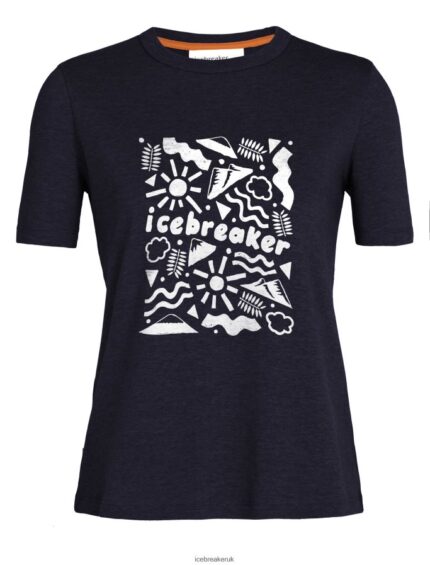 Icebreaker Women Tencel Cotton Short Sleeve T-Shirt Origins Z04NXR801 Clothing Midnight Navy