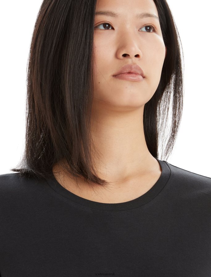 Icebreaker Women Tencel Cotton Short Sleeve T-Shirt Z04NXR639 Clothing Black - Image 4
