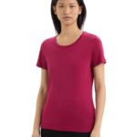 Icebreaker Women Tencel Cotton Short Sleeve T-Shirt Z04NXR641 Clothing Cherry