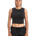 Icebreaker Women ZoneKnit Merino Cropped Bra-Tank Z04NXR647 Clothing Black