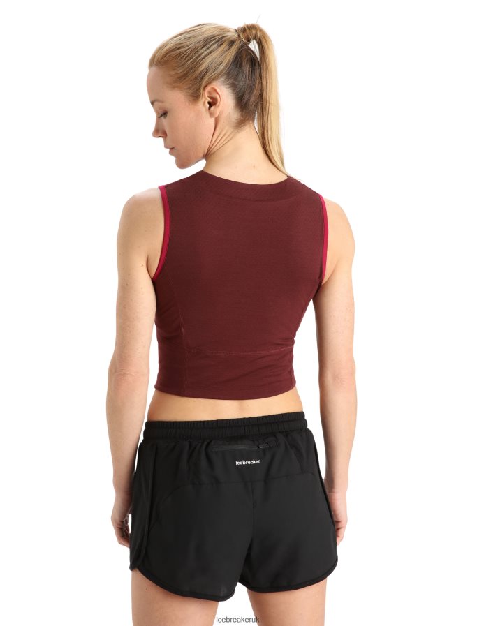 Icebreaker Women ZoneKnit Merino Cropped Bra-Tank Z04NXR909 Clothing Cherry/Espresso - Image 2