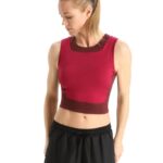 Icebreaker Women ZoneKnit Merino Cropped Bra-Tank Z04NXR909 Clothing Cherry/Espresso