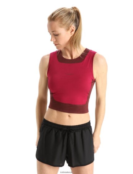 Icebreaker Women ZoneKnit Merino Cropped Bra-Tank Z04NXR909 Clothing Cherry/Espresso
