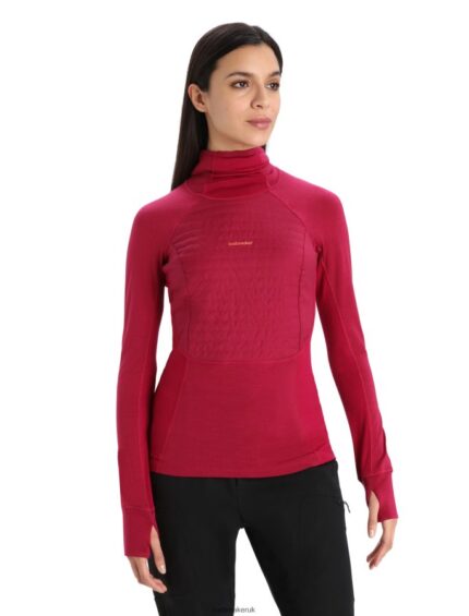Icebreaker Women ZoneKnit Merino Insulated Long Sleeve Thermal Hoodie Z04NXR890 Clothing Cherry