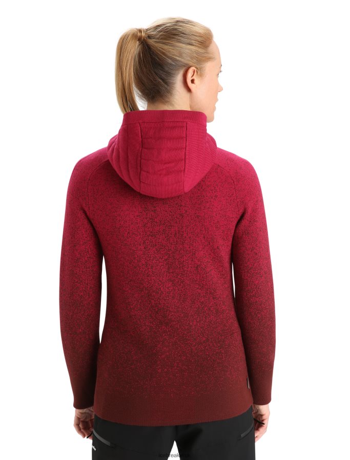 Icebreaker Women ZoneKnit Merino Insulated Long Sleeve Zip Hoodie Into the Deep Z04NXR888 Clothing Cherry/Espresso - Image 2