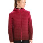 Icebreaker Women ZoneKnit Merino Insulated Long Sleeve Zip Hoodie Into the Deep Z04NXR888 Clothing Cherry/Espresso