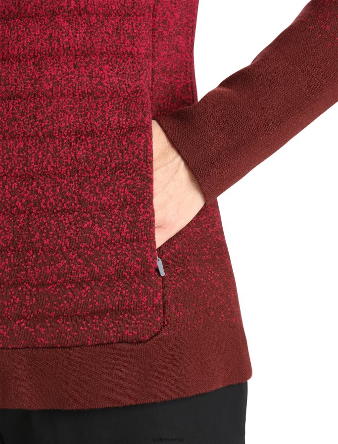 Icebreaker Women ZoneKnit Merino Insulated Long Sleeve Zip Hoodie Into the Deep Z04NXR888 Clothing Cherry/Espresso - Image 7
