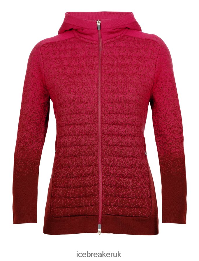 Icebreaker Women ZoneKnit Merino Insulated Long Sleeve Zip Hoodie Into the Deep Z04NXR888 Clothing Cherry/Espresso - Image 9