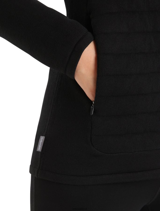Icebreaker Women ZoneKnit Merino Insulated Long Sleeve Zip Hoodie Z04NXR711 Clothing Black - Image 6