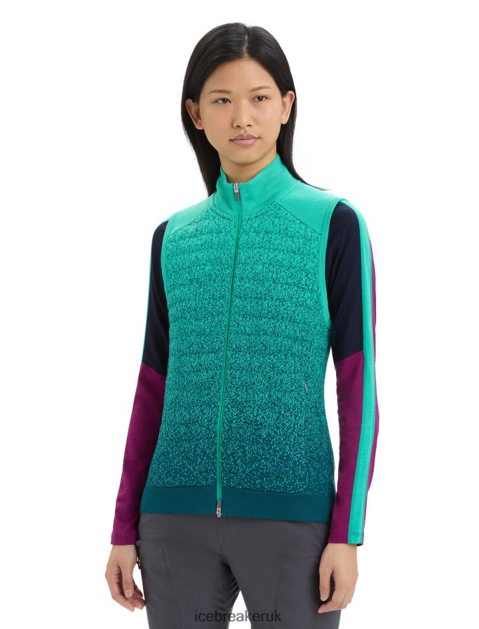 Icebreaker Women ZoneKnit Merino Insulated Vest Into the Deep Z04NXR682 Clothing Fresh/Green Glory - Image 1